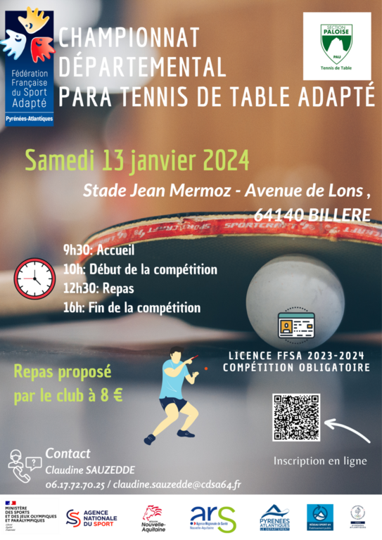 J2 Championnat Départemental Para Tennis de Table Adapté - Pau